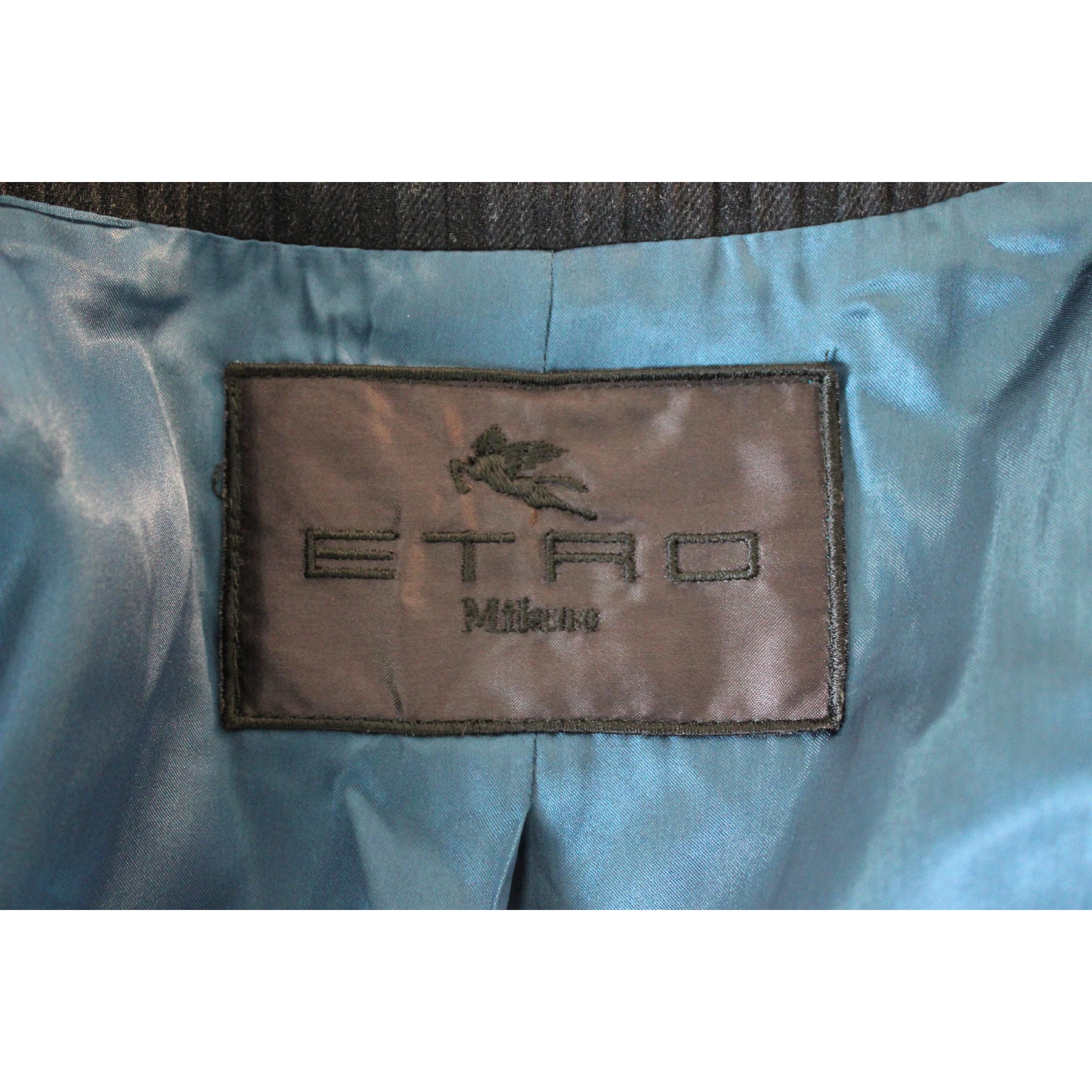 Etro Black Wool Pleated Korean Evening Jacket 1990s 3