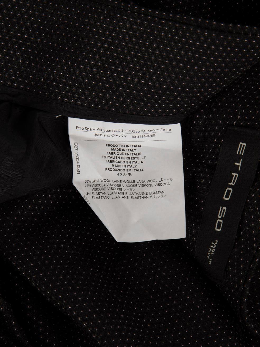 De las mujeres Etro Pantalón recto de lana negra con lunares Talla XXXL en venta