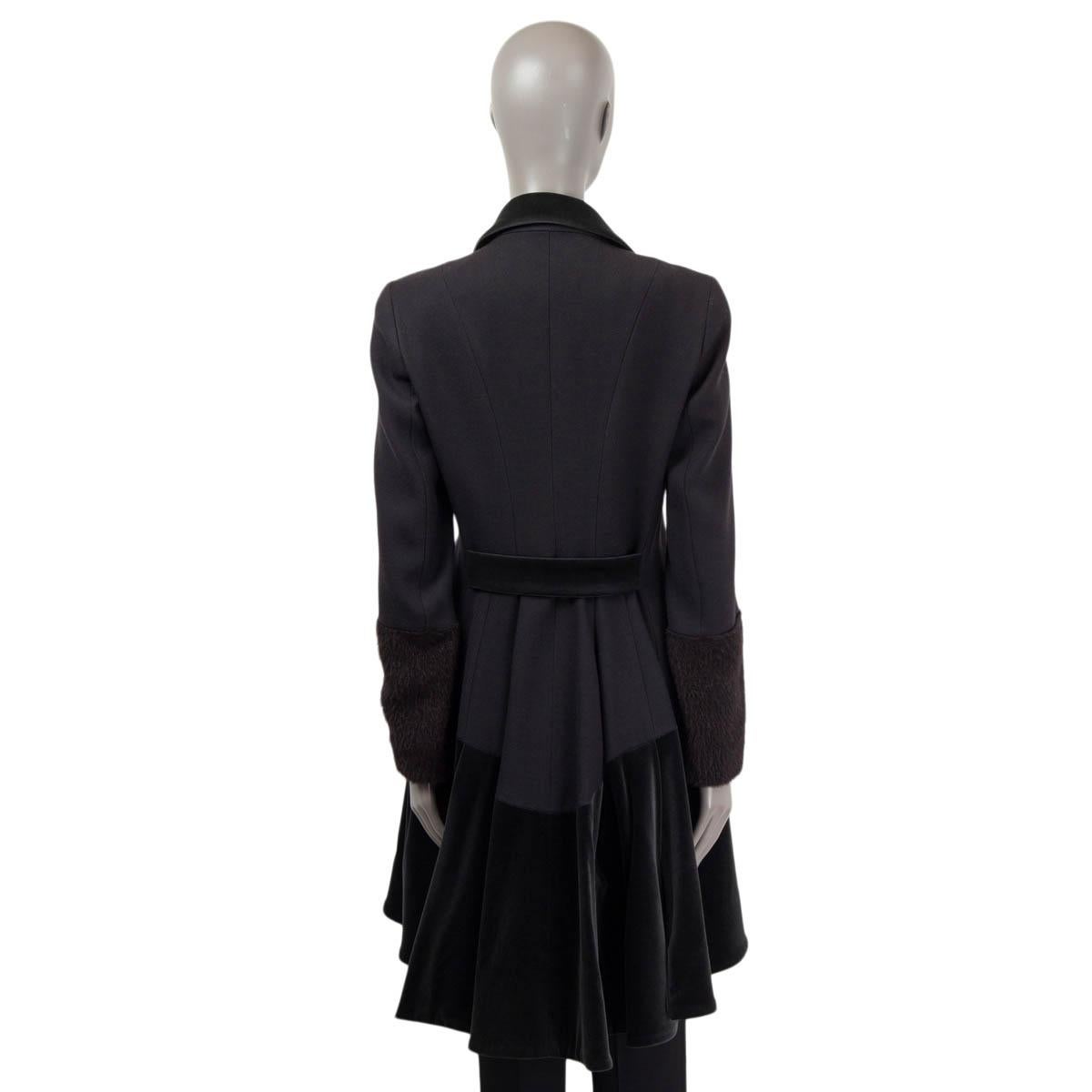 ETRO black wool VELVET PANELED Double Breasted Coat Jacket 44 L In Excellent Condition For Sale In Zürich, CH