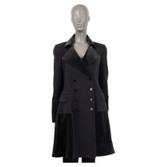 ETRO black wool VELVET PANELED Double Breasted Coat Jacket 44 L