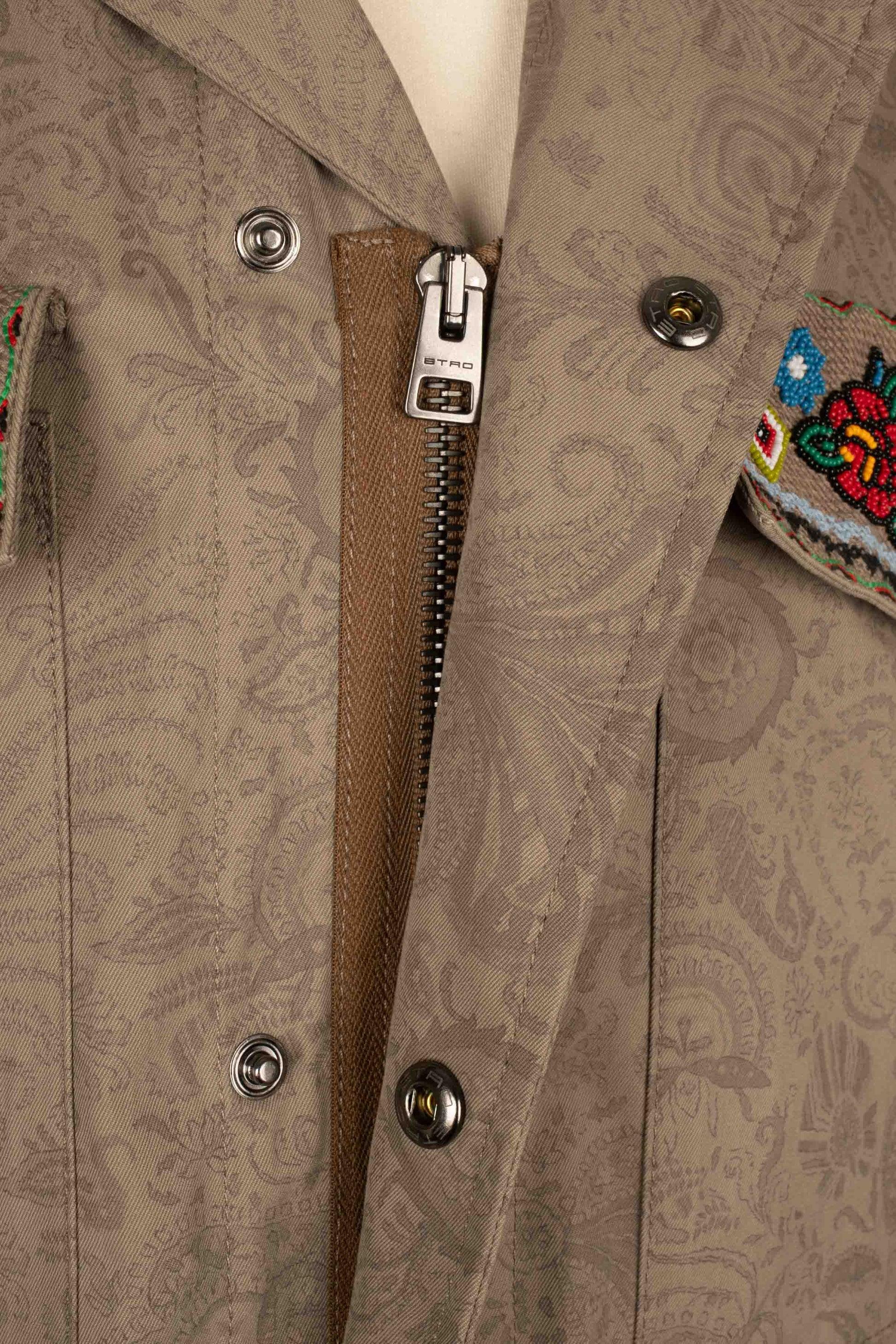 Etro Blended Cotton Jacket Embroidered with Pearls For Sale 7