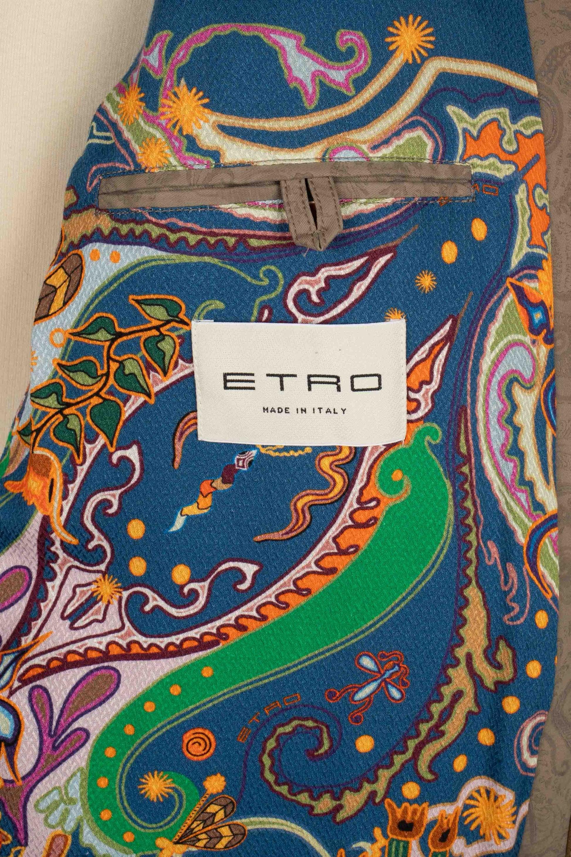 Etro Blended Cotton Jacket Embroidered with Pearls For Sale 8