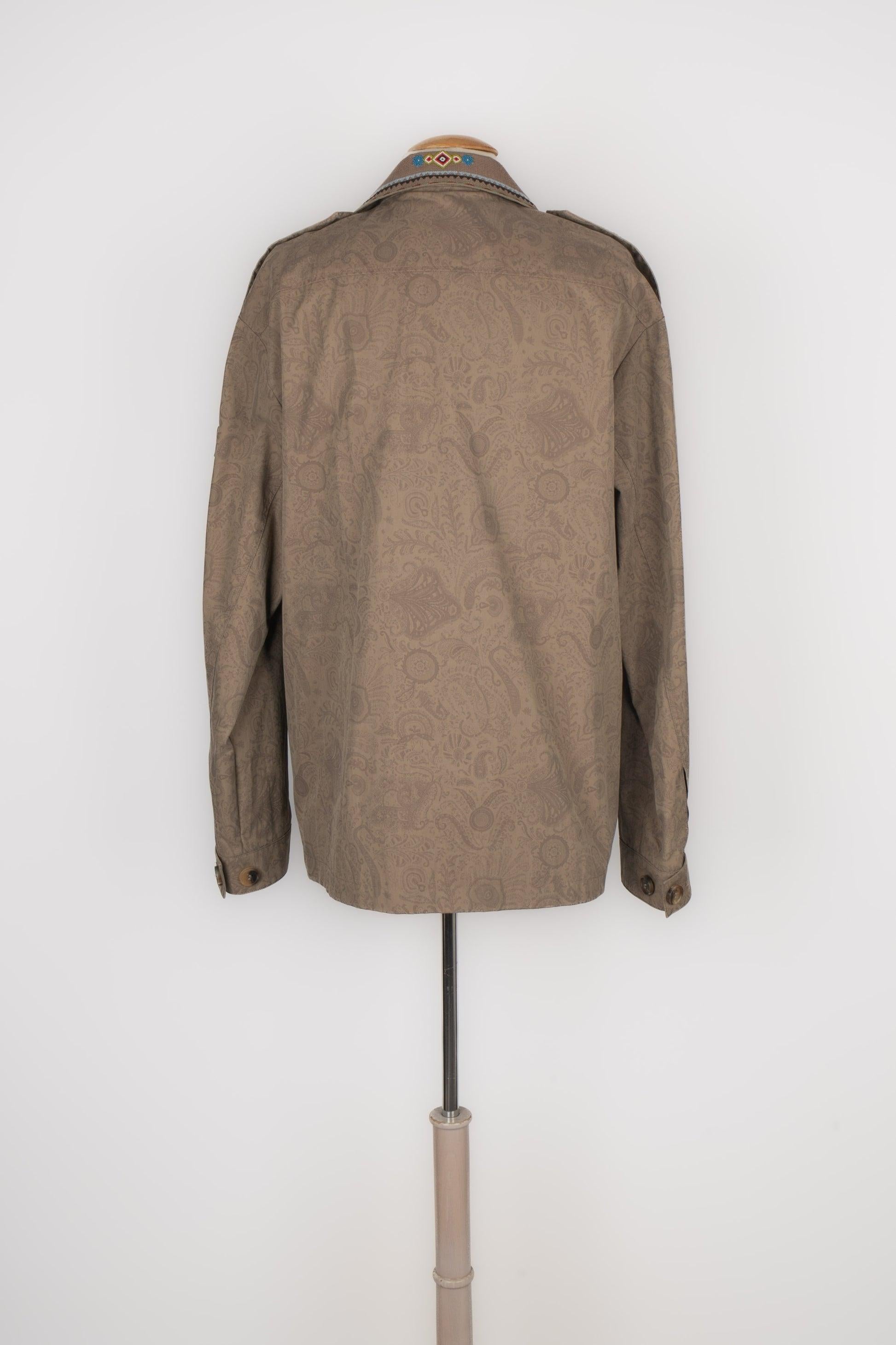 Brown Etro Blended Cotton Jacket Embroidered with Pearls For Sale