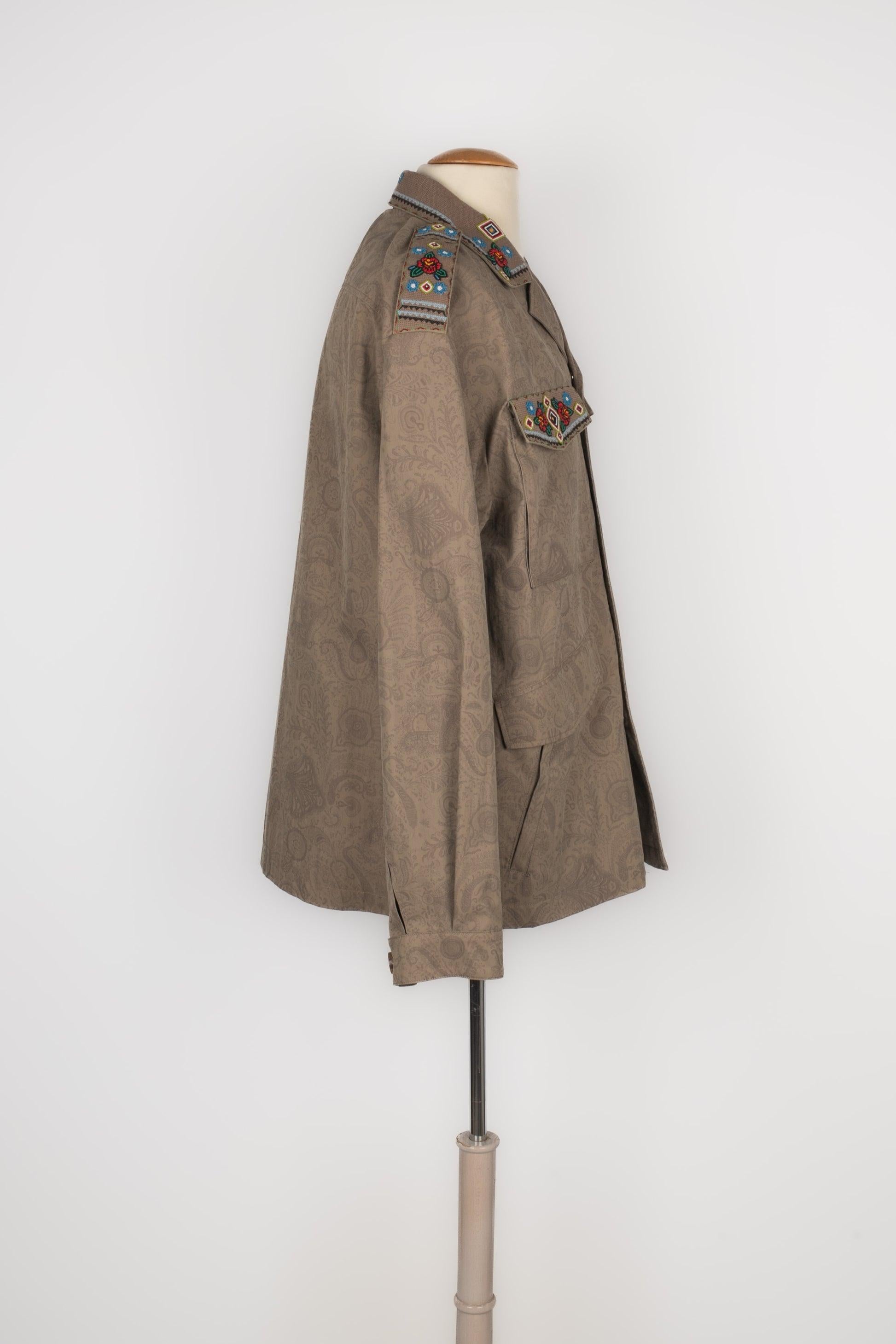 Etro Blended Cotton Jacket Embroidered with Pearls In Excellent Condition For Sale In SAINT-OUEN-SUR-SEINE, FR