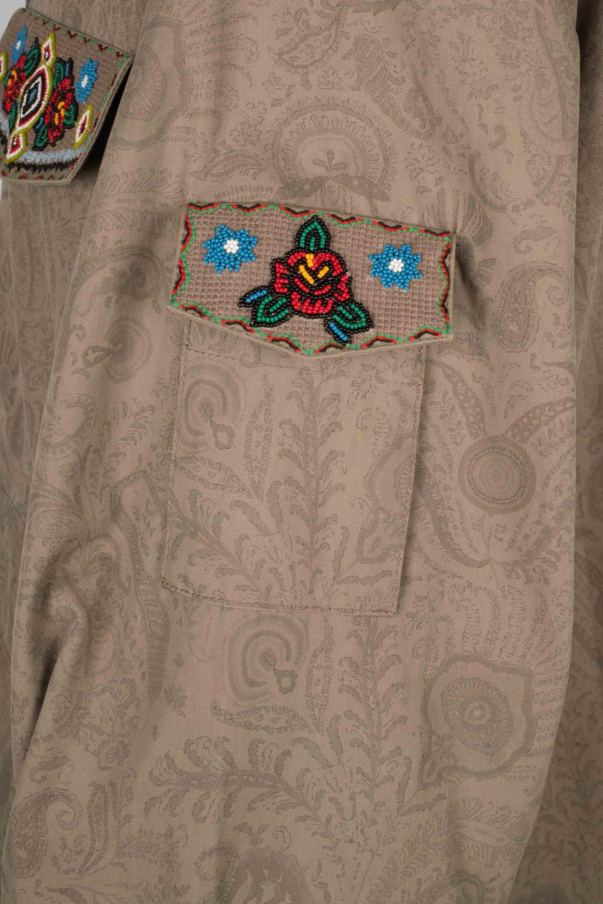 Men's Etro Blended Cotton Jacket Embroidered with Pearls For Sale