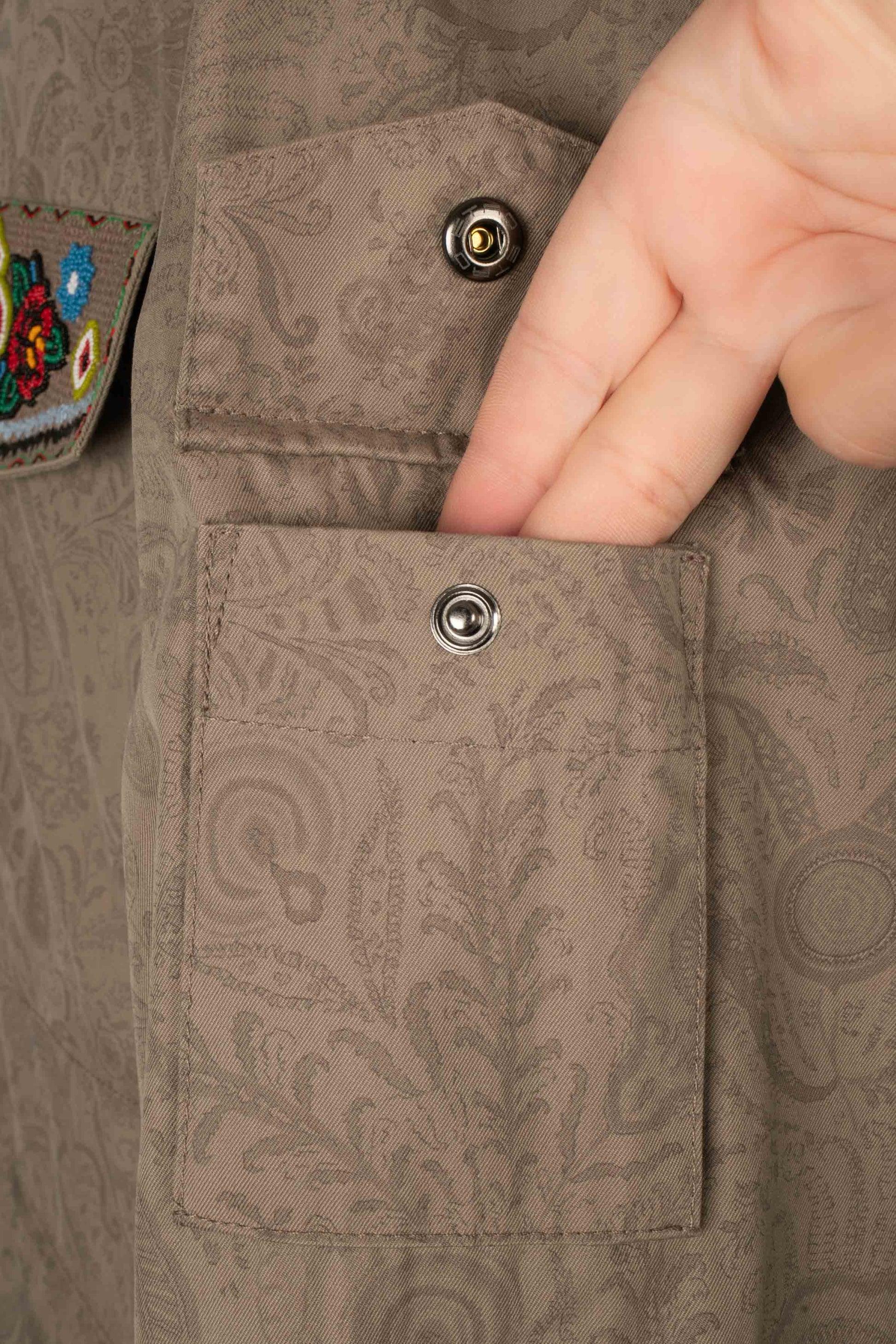 Etro Blended Cotton Jacket Embroidered with Pearls For Sale 1