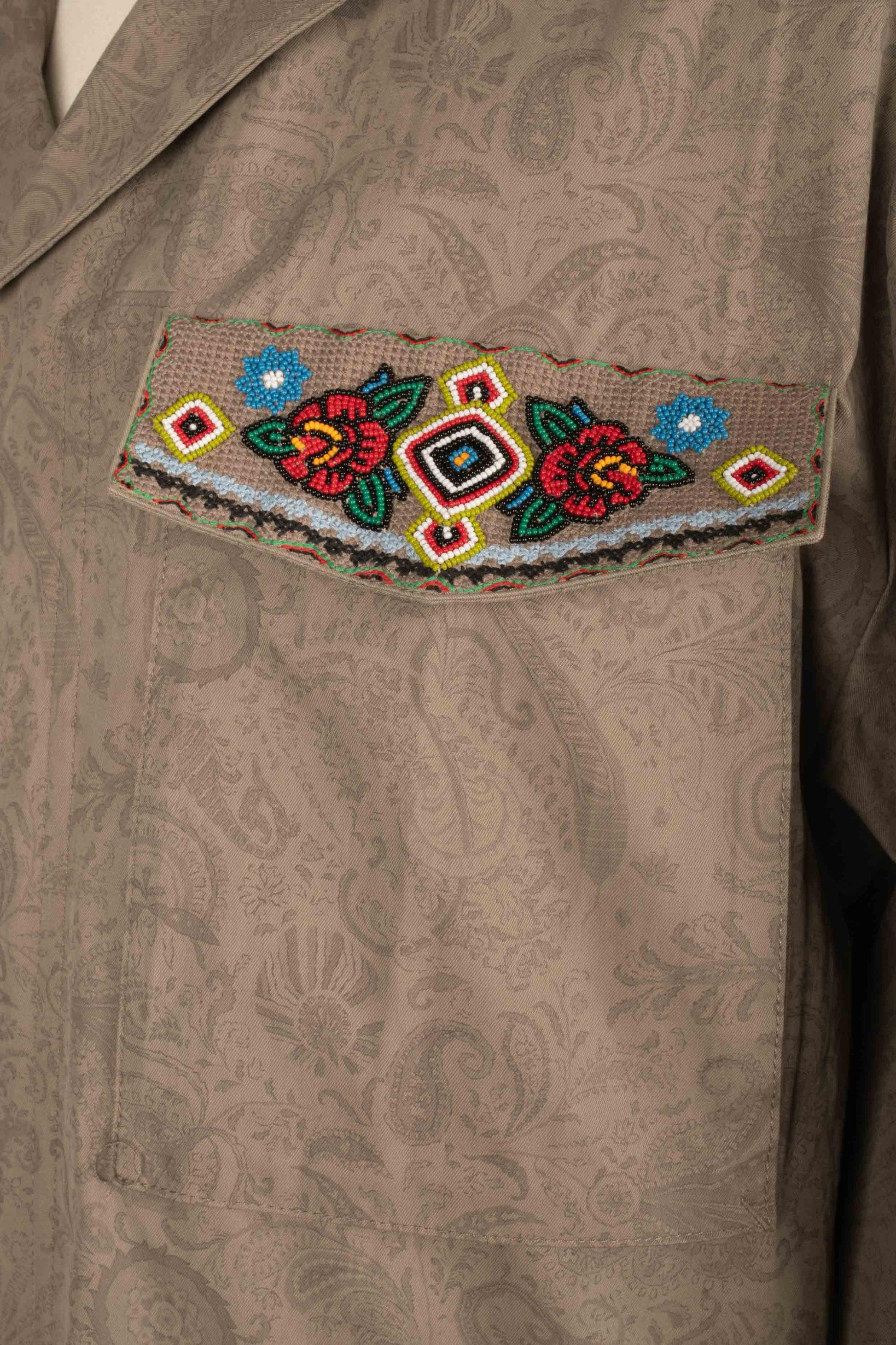 Etro Blended Cotton Jacket Embroidered with Pearls For Sale 3