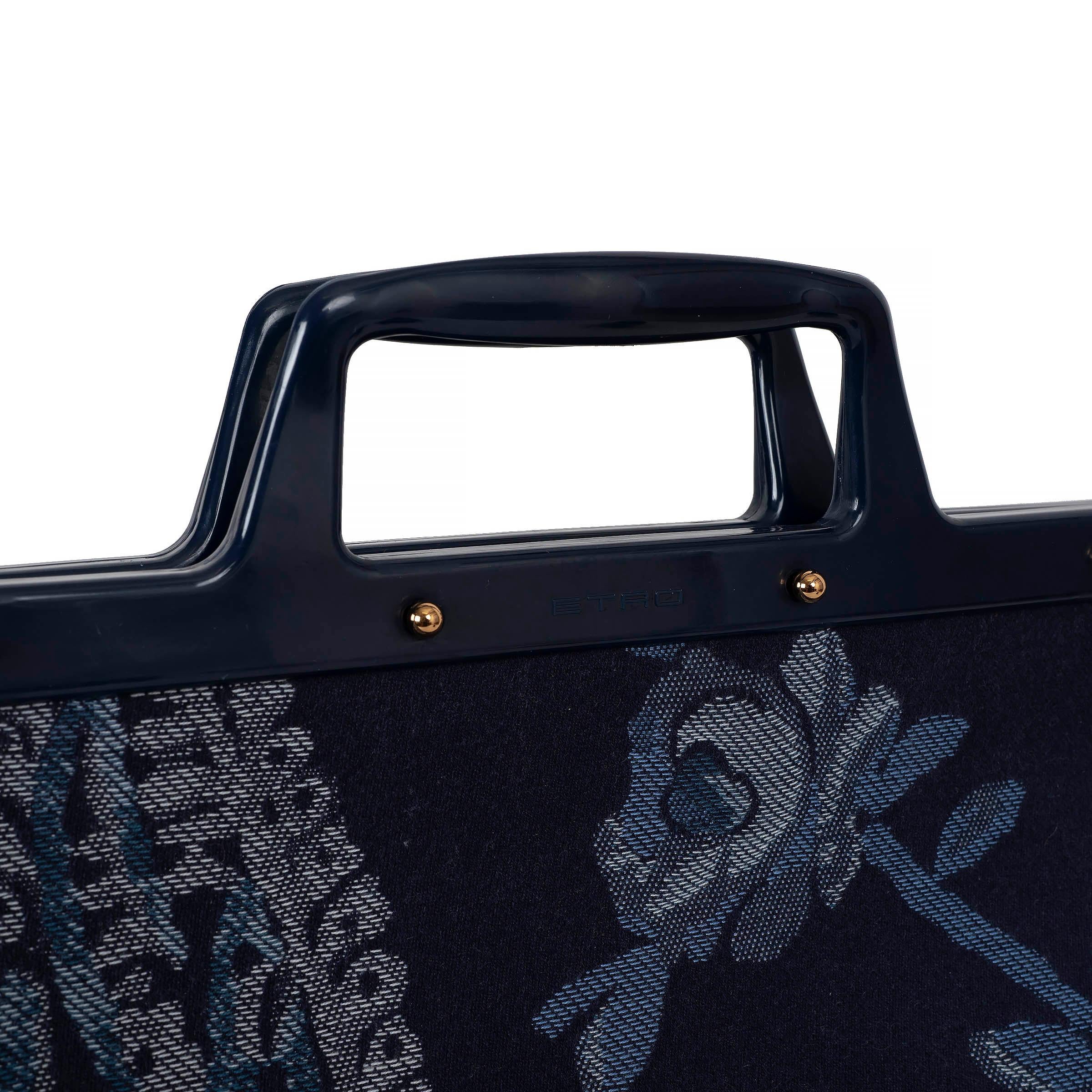 ETRO bleu 2023 LOVE TROTTER LARGE JACQUARD Fourre-tout en vente 1