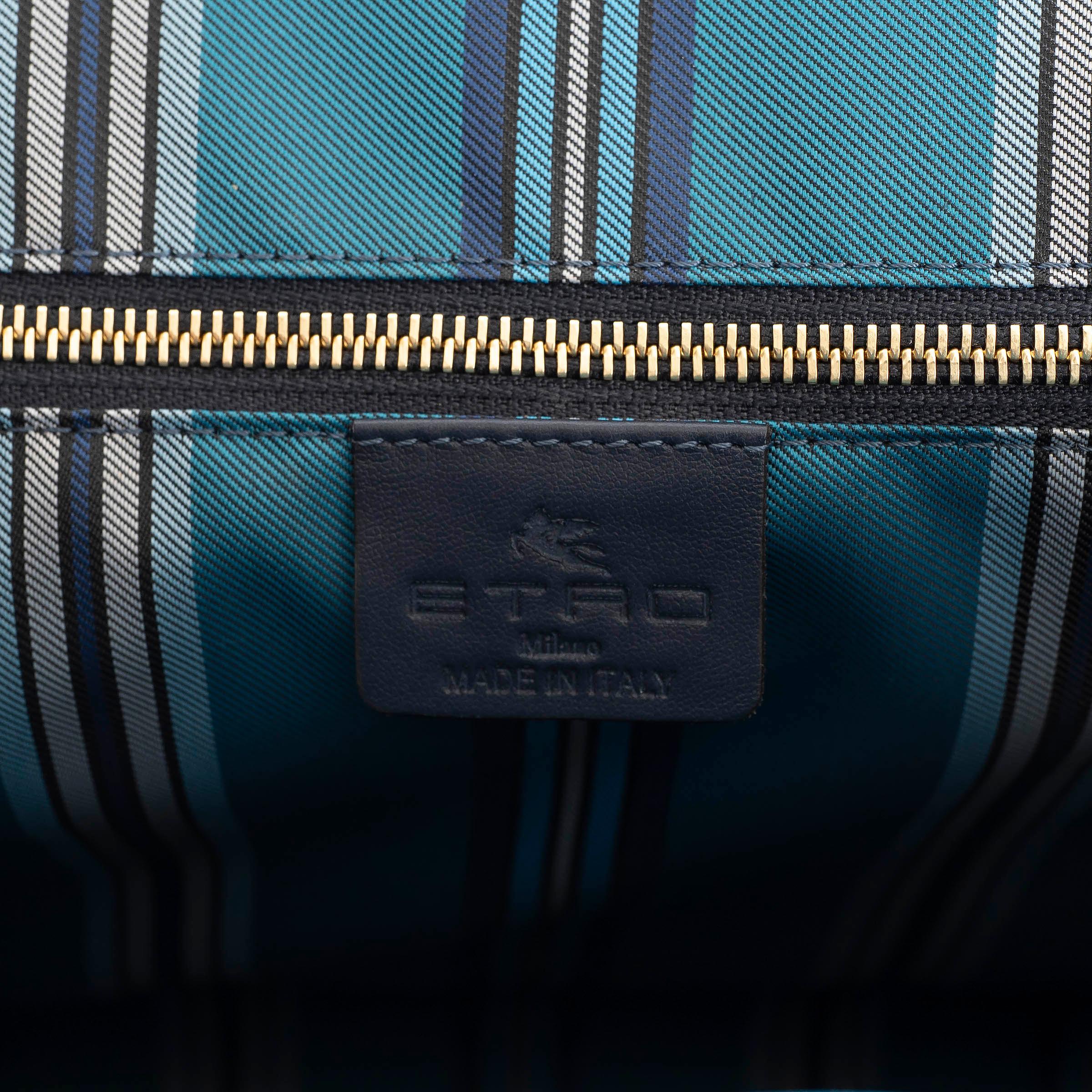 ETRO bleu 2023 LOVE TROTTER LARGE JACQUARD Fourre-tout en vente 2