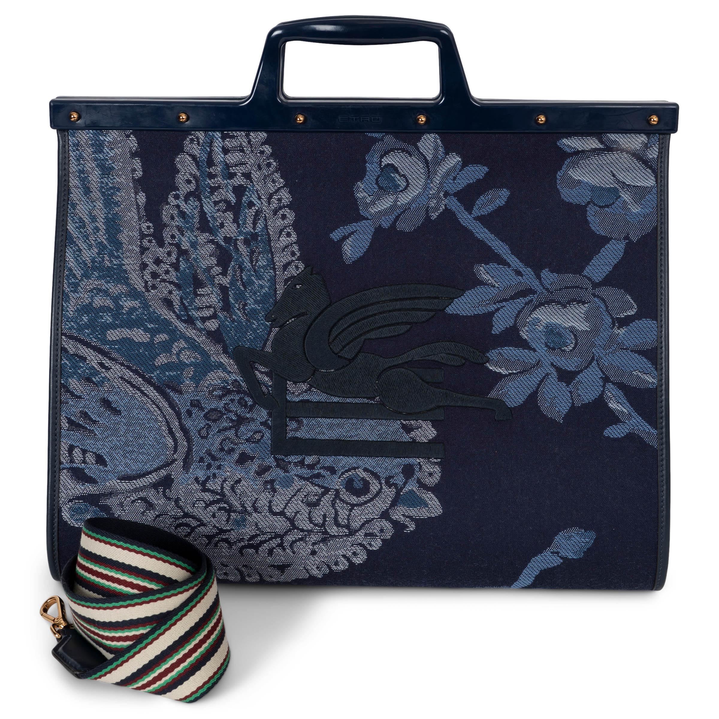 ETRO blue 2023 LOVE TROTTER LARGE JACQUARD Tote Bag