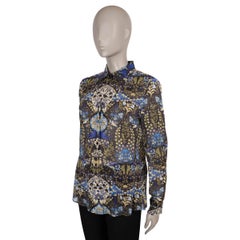 ETRO blue & black silk 2022 ARABESQUE Button-Up Shirt 42 M