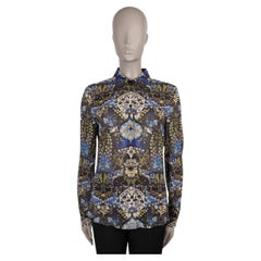 ETRO blue & black silk 2022 ARABESQUE Button-Up Shirt 42 M
