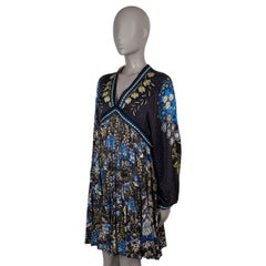 ETRO blue black silk 2022 IRMA ARABESQUE Dress 40 S