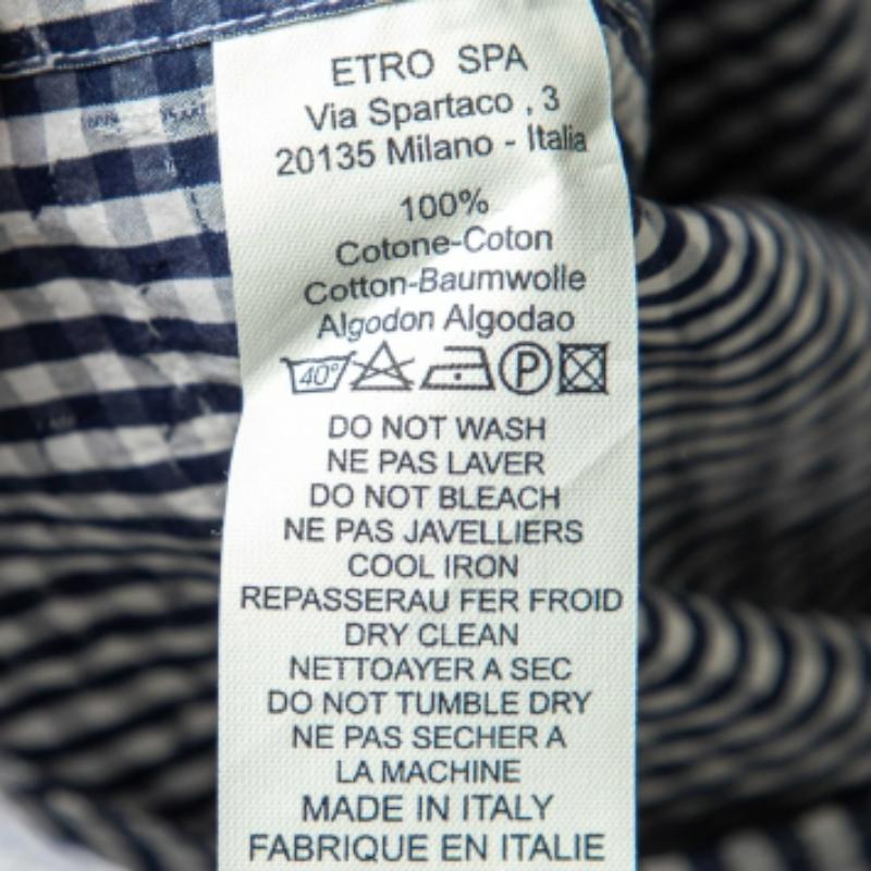 Etro - Chemise classique en coton à carreaux - Bleu S Pour hommes en vente
