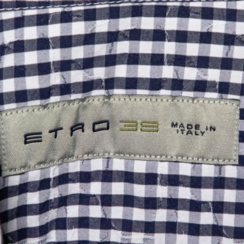 Etro - Chemise classique en coton à carreaux - Bleu S en vente 1