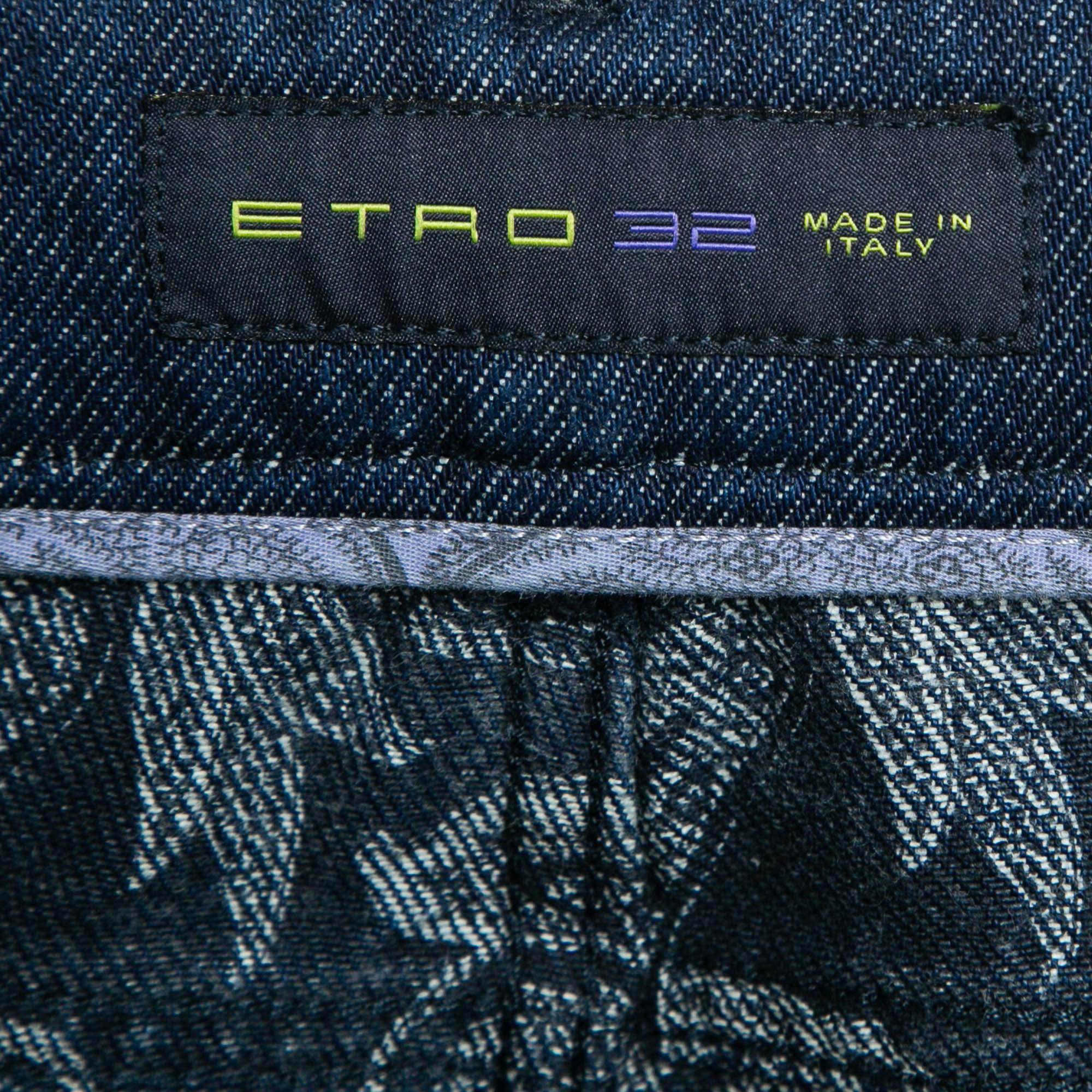 Etro Jeans con dettaglio distintivo in denim blu M Vita 38