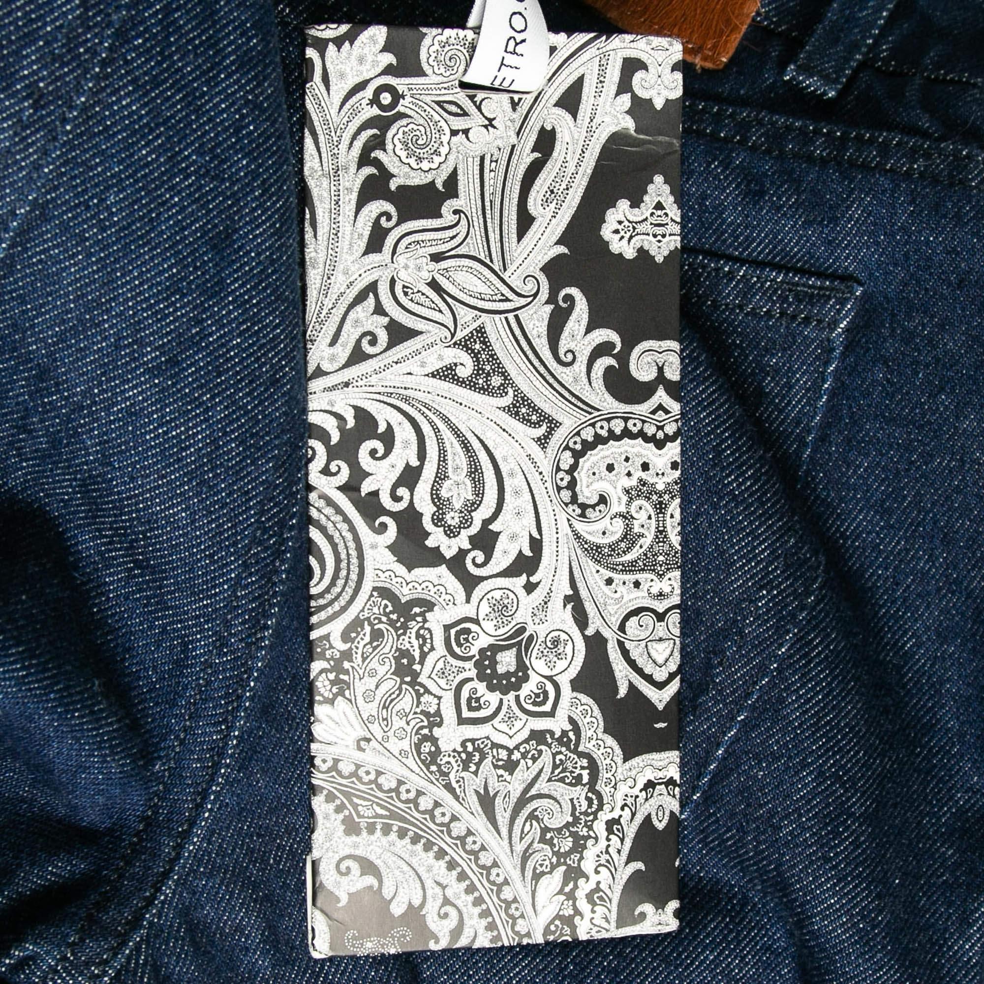 Etro Jeans con dettaglio distintivo in denim blu M Vita 38
