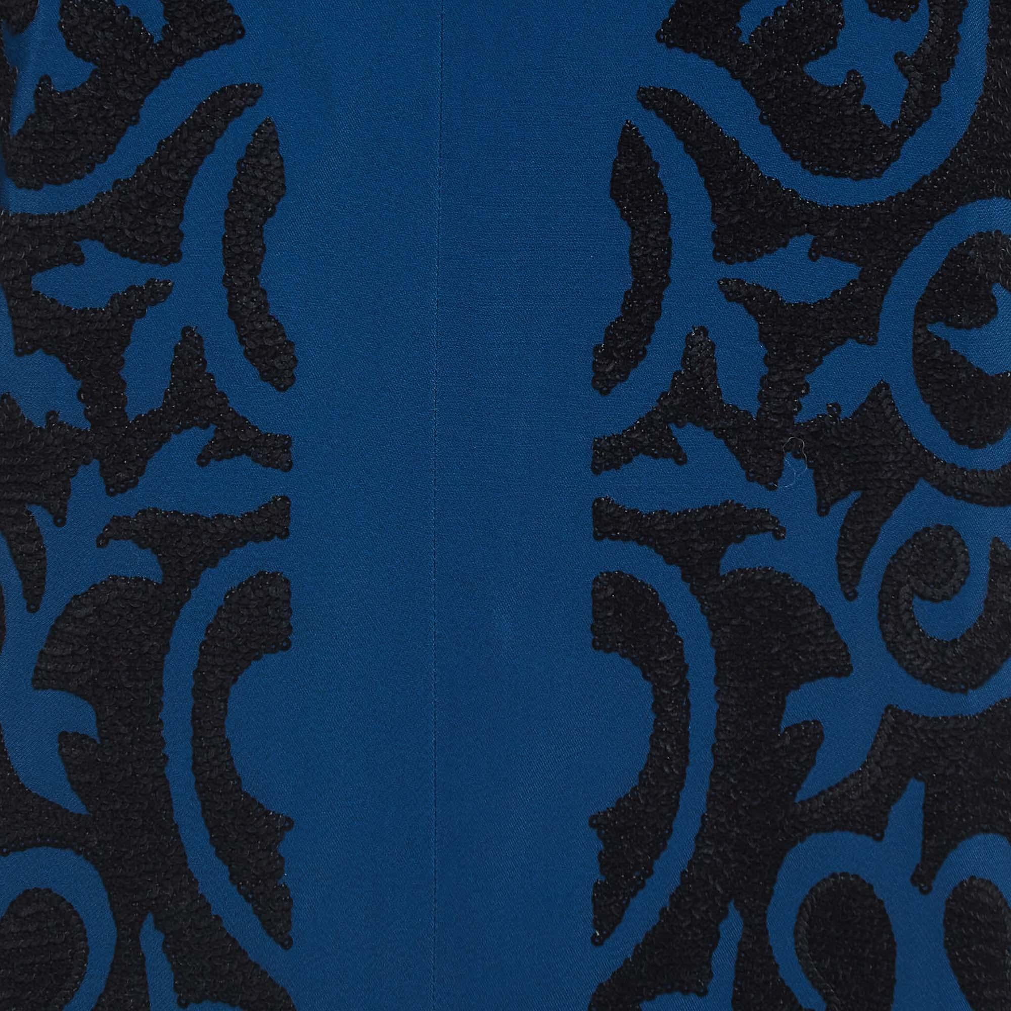Etro Blaues ärmelloses Hemdkleid mit Verzierungen S im Zustand „Hervorragend“ im Angebot in Dubai, Al Qouz 2