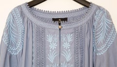ETRO Vestido de algodón azul bordado Talla IT 44