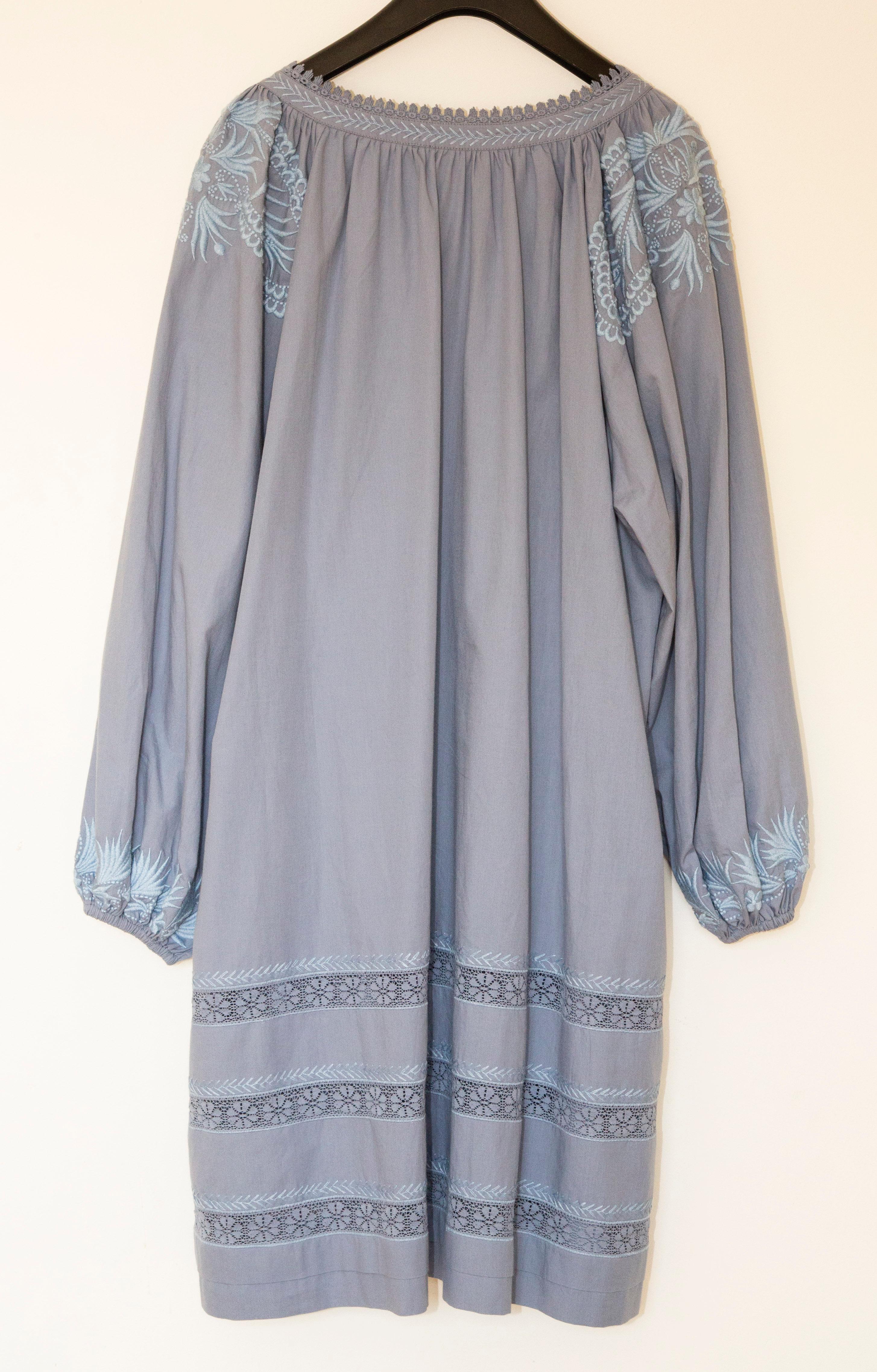 ETRO Robe en coton incrusté bleu Taille IT 44 en vente 1