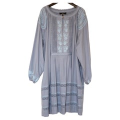 ETRO Blue Embrioded Cotton Dress Size IT 44