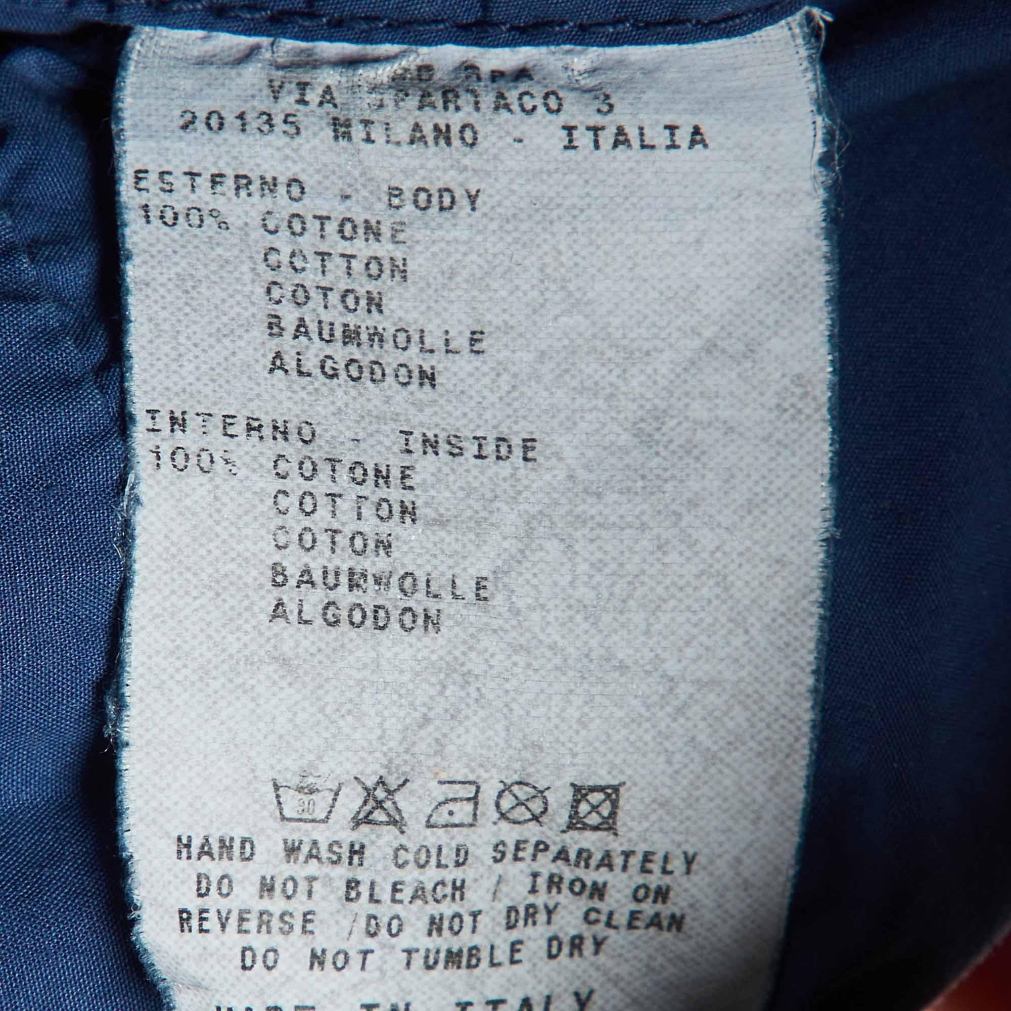 Etro Blue Gabardine Cotton Button Detail Cropped Jacket S For Sale 1