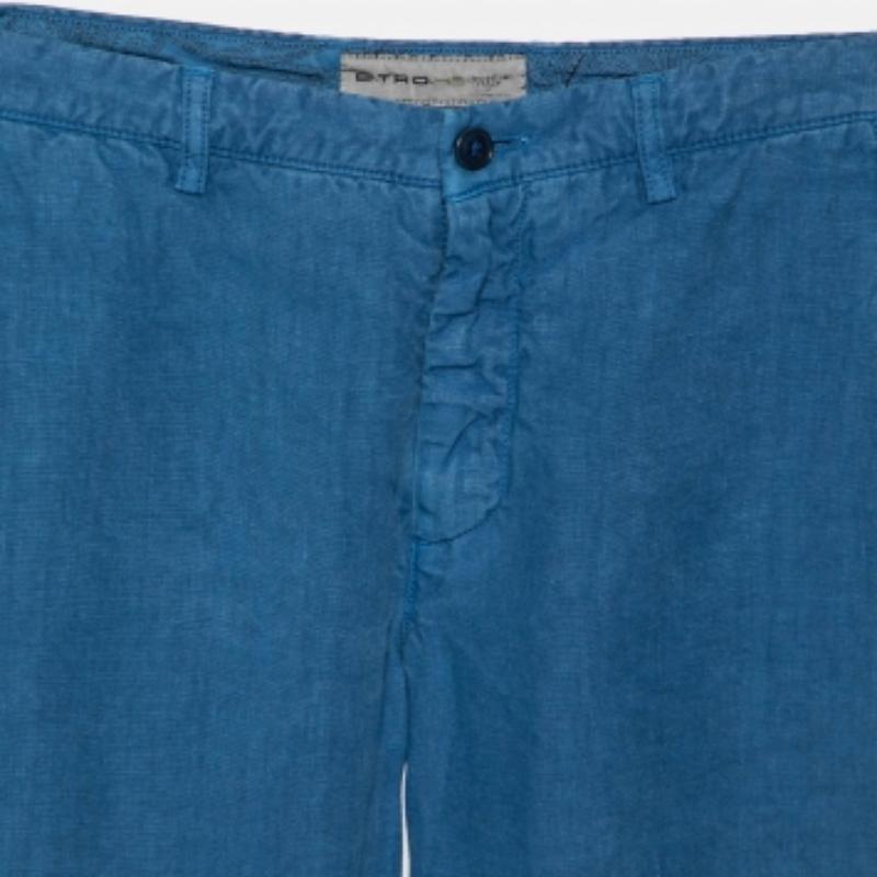 Etro Blue Linen Tapered Pants S In Good Condition For Sale In Dubai, Al Qouz 2