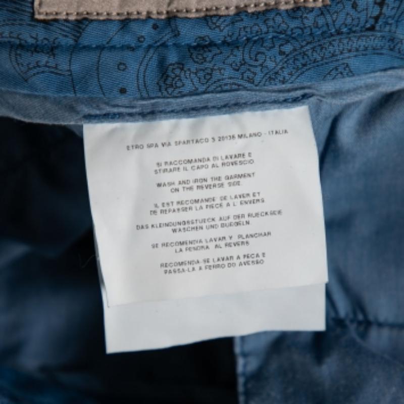 Etro Blue Linen Tapered Pants S For Sale 1