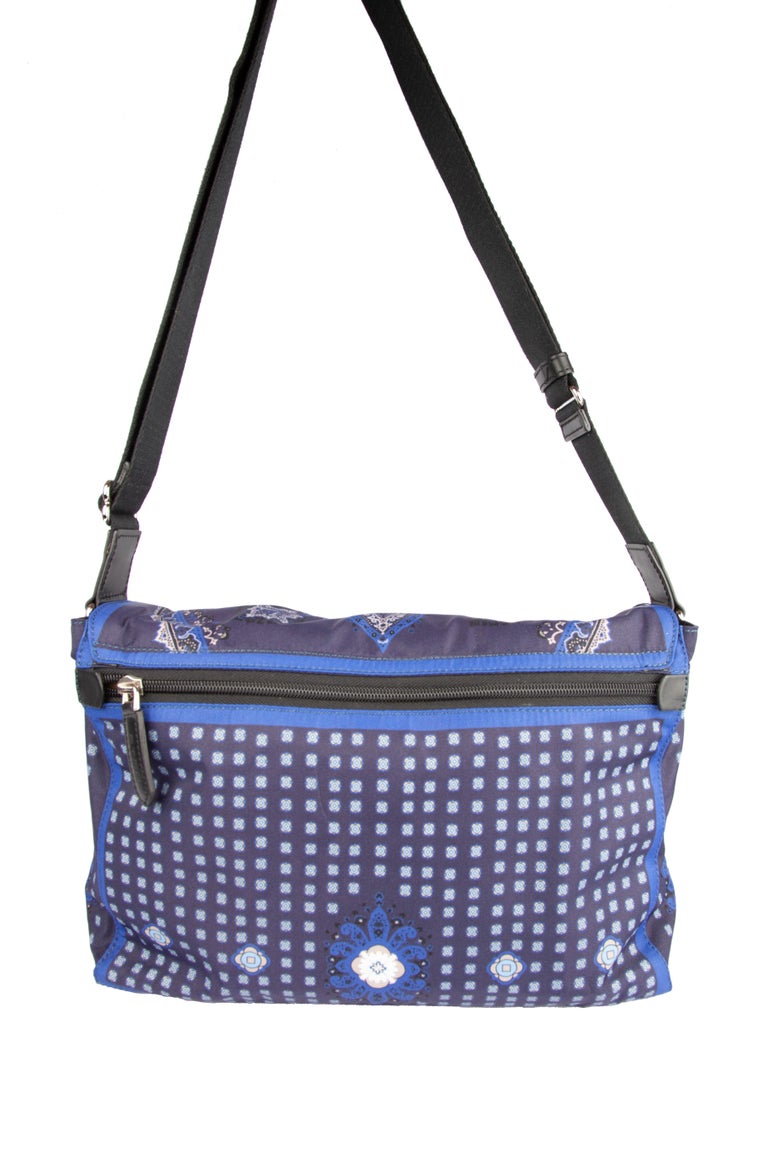 Etro Blue Paisley Print Messenger Bag with Adjustable Shoulder Strap  (Unisex) For Sale at 1stDibs | etro adjustable strap satchel