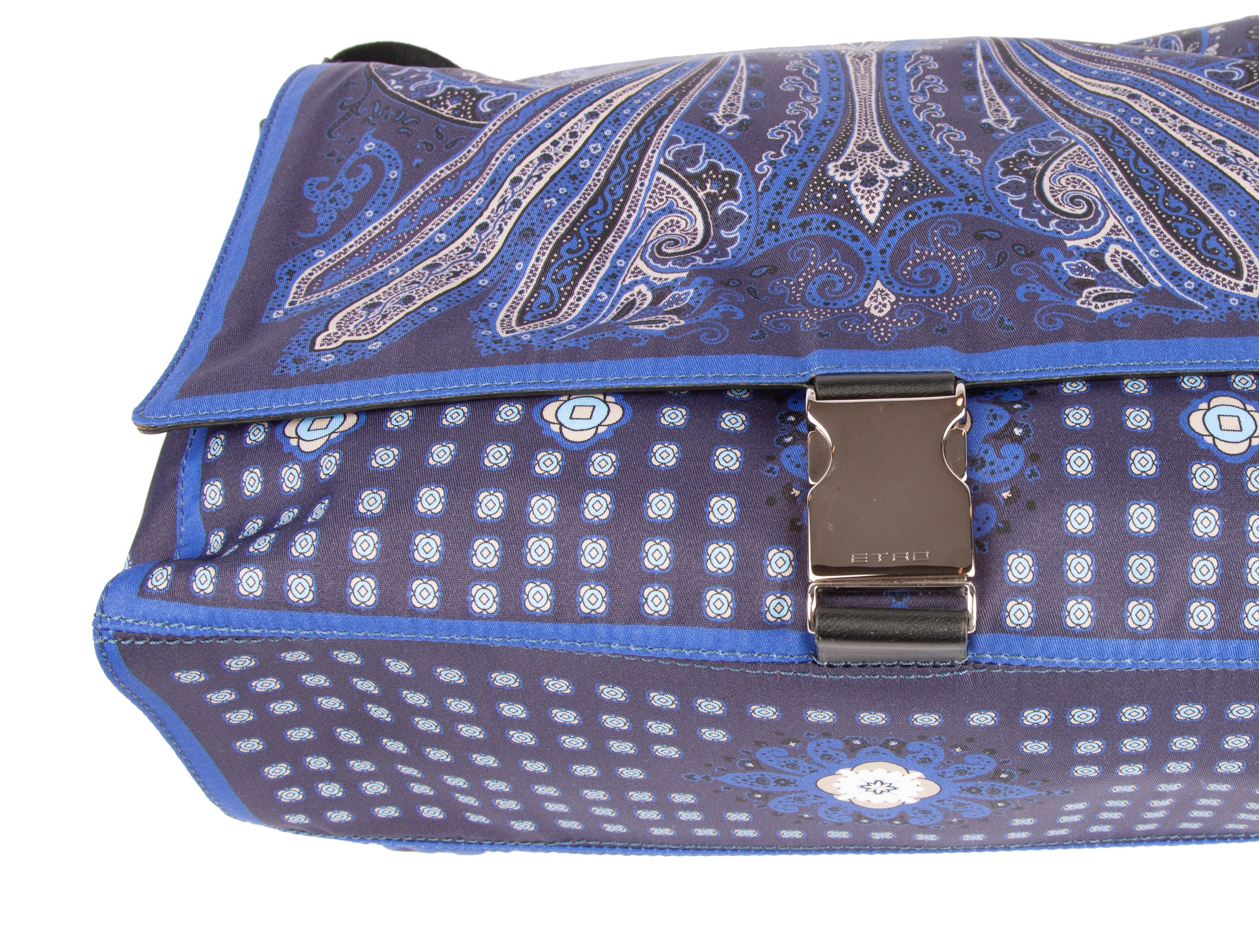 Etro Blue Paisley Print Messenger Bag with Adjustable Shoulder Strap (Unisex) 1