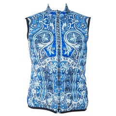 Etro Blau Paisley Print Gesteppte Pufferweste M