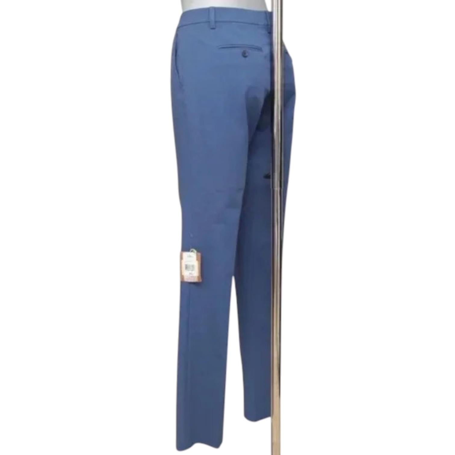 Women's ETRO Blue Pants Trousers Straight Leg Zipper Button Sz 42 NWT For Sale