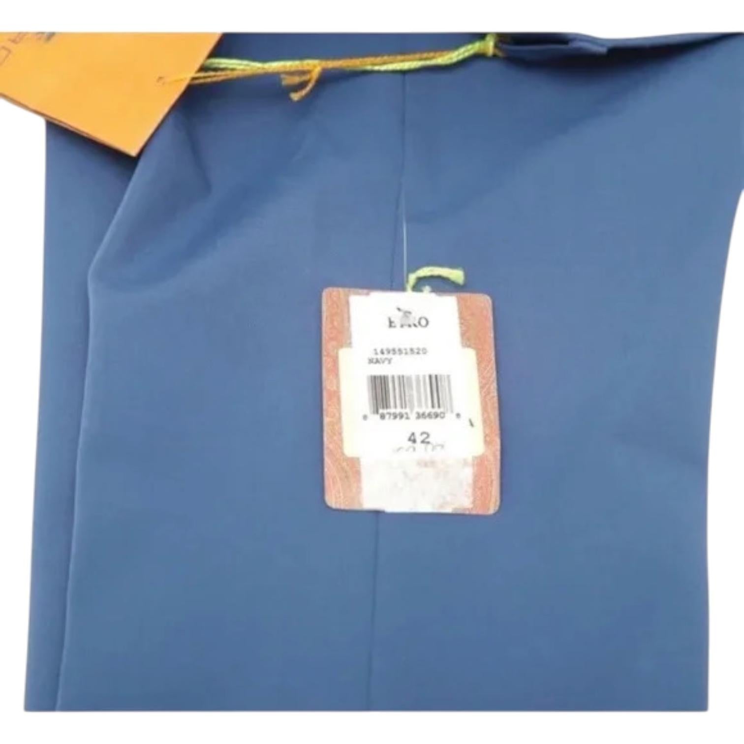ETRO Blue Pants Trousers Straight Leg Zipper Button Sz 42 NWT For Sale 2