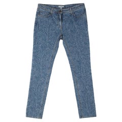 Etro Blue Patterned Denim Slim Fit Jeans L