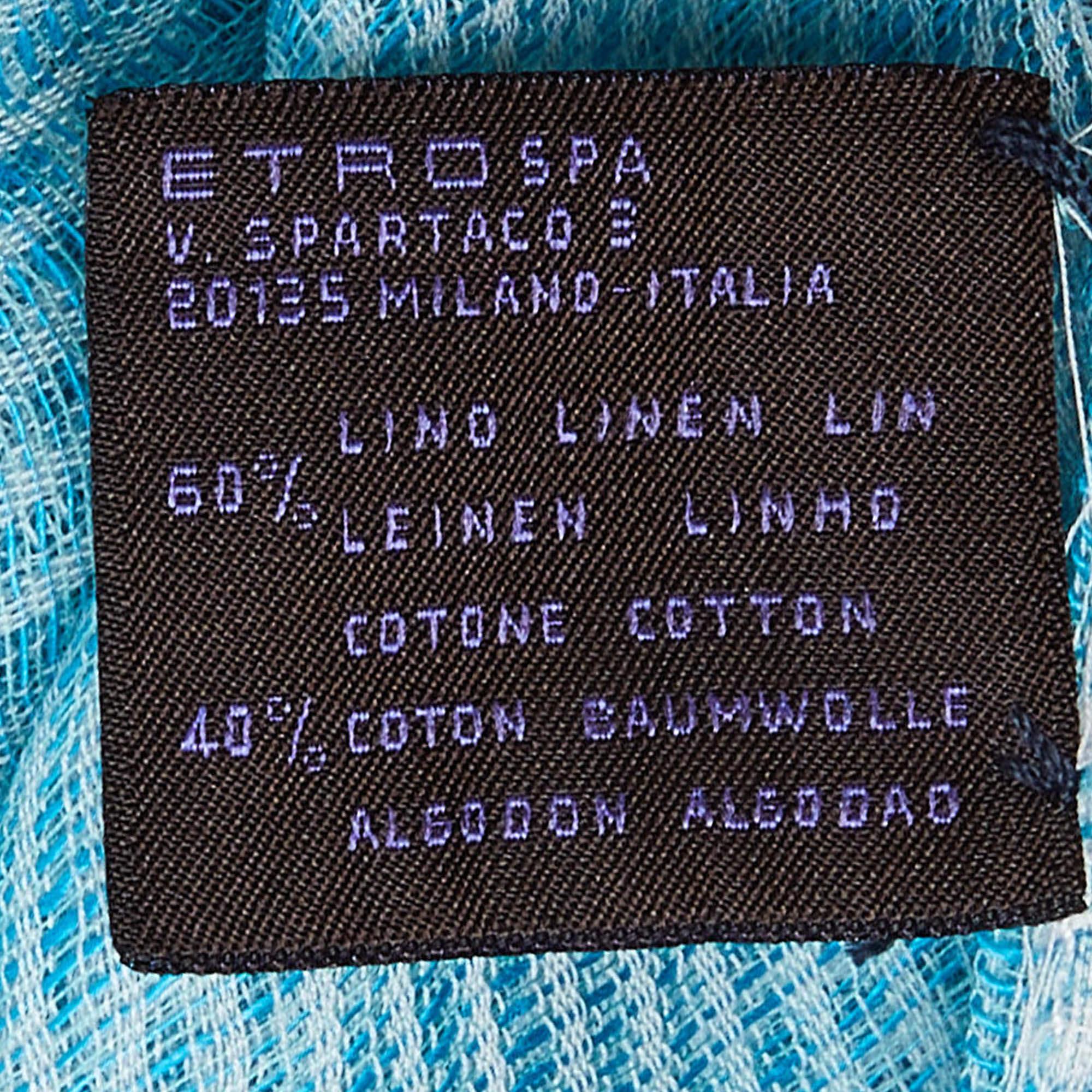 Etro Blue/Pink Linen & Cotton Stole For Sale 1