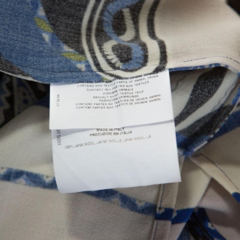  Etro Blue Printed Wool Crepe Top L Pour femmes 