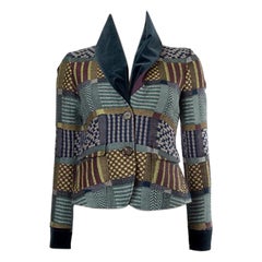 ETRO blue purple yellow PATCHWORK TWEED Jacket 40 S