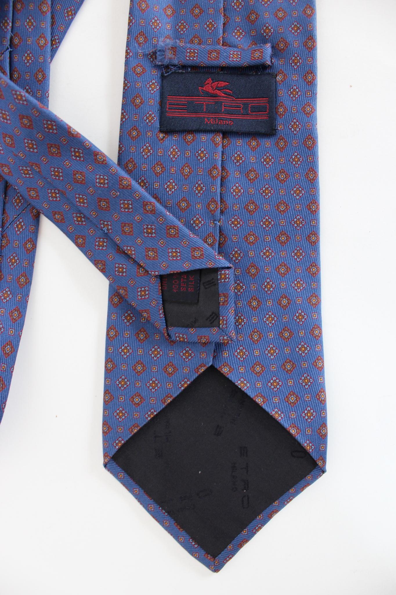 Men's Etro Blue Red Silk Vintage Classic Tie