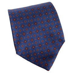 Etro - Cravate classique vintage en soie bleue et rouge