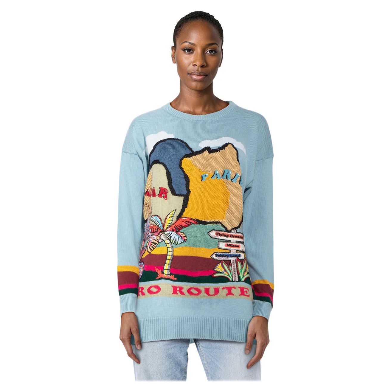 Etro Blue Route 68 Knit Jumper Size S