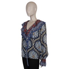 Camicetta ETRO in seta blu 2023 PAISLEY LUREX FIL COUPE, taglia 42 M