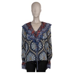 Camicetta ETRO in seta blu 2023 PAISLEY LUREX FIL COUPE, taglia 42 M