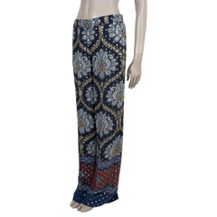 Pantalones de seda azul de ETRO, modelo PAISLEY LUREX FIL COUPE, colección 2023, talla 44 L