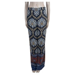 Pantalones de seda azul de ETRO, modelo PAISLEY LUREX FIL COUPE, colección 2023, talla 44 L