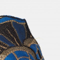 Etro Blue Silk Brocade Crystal Bead Statement Fabric Necklace