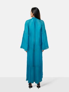 Etro Blue Silk Sheer Maxi Dress Size L