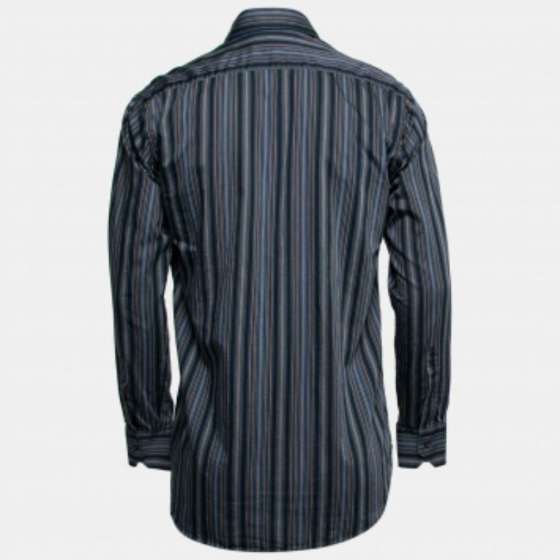 Etro - Camicia in cotone a righe blu con bottoni sul davanti S In condizioni buone in vendita a Dubai, Al Qouz 2