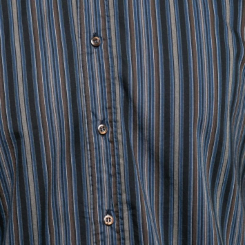 Uomo Etro - Camicia in cotone a righe blu con bottoni sul davanti S in vendita