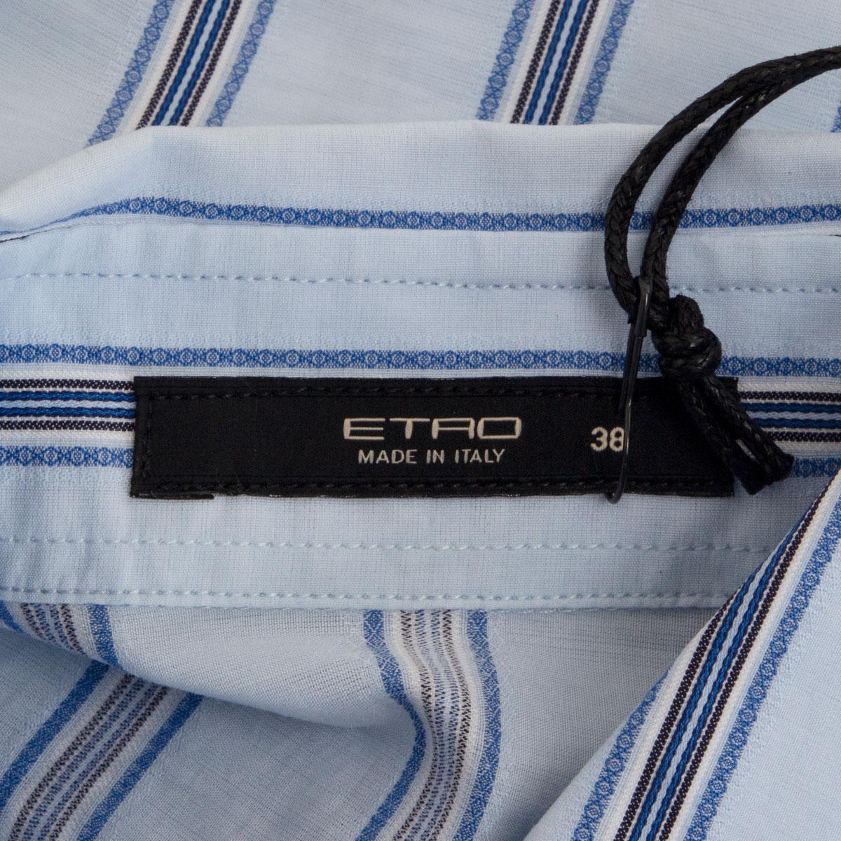 ETRO blue & white cotton  STRIPED Button-Up Shirt 38 XS In Excellent Condition For Sale In Zürich, CH