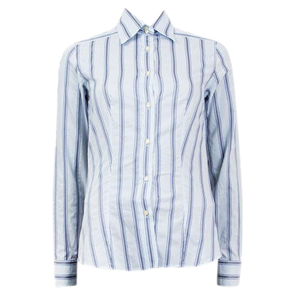 ETRO blue & white cotton  STRIPED Button-Up Shirt 38 XS